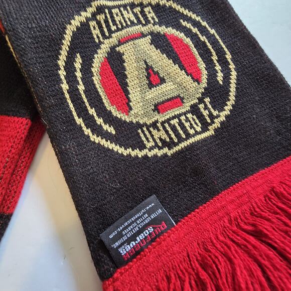 RuffNeck Atlanta United FC Soccer Scarf Red Black 7" X 60" Sports College Fan - Picture 2 of 8
